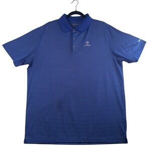 Nike Golf Polo Shirt Mens XL Blue Striped College Fields Dri-Fit Short Sleeve‎